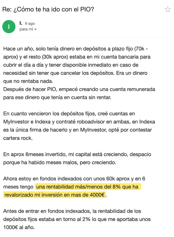 Opiniones de alumnos del Programa de Inversión Optimizada