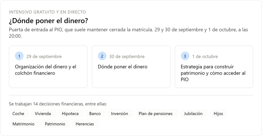 Dónde poner el dinero, intensivo gratuito de Andrés Millán